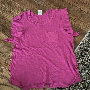 We The Free, Free People Magenta Pocket Flutter Sleeve Top - XS